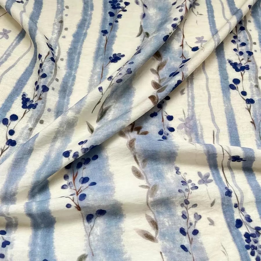 Floral Cotton Fabric – Botanical Print Dressmaking Quilting Textile
