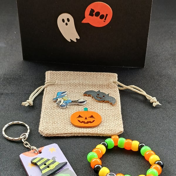 Handmade Halloween bracelet and keyring 