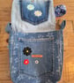Handmade Upcycled Denim Flower Power Crossbody Bag - Image 3