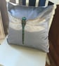 Dragonfly  Cushion , Grey  Velvet - Image 1