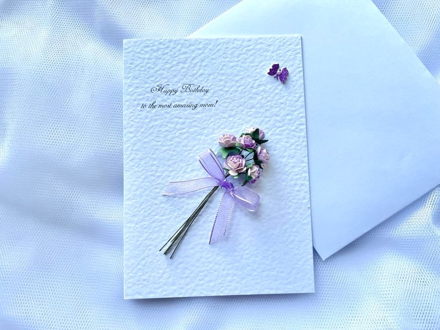 Luxury Handmade Personalised Birthday Card, 3D Flower Birthday Card C636