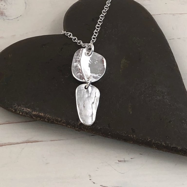Sterling Silver Pendant with Randomly Shaped Drops