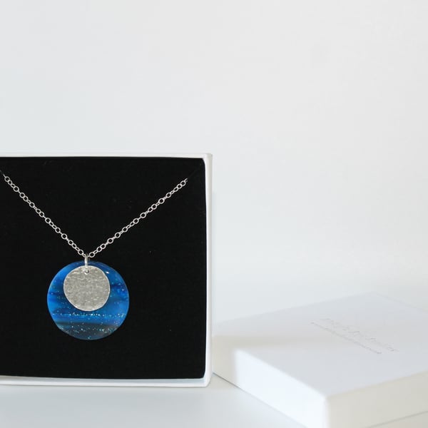 Circle with Sterling Silver Circle Overlay Necklace