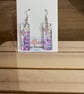 Handmade Purple Ombre Resin Dangle Earrings with Floral Charm Glitter