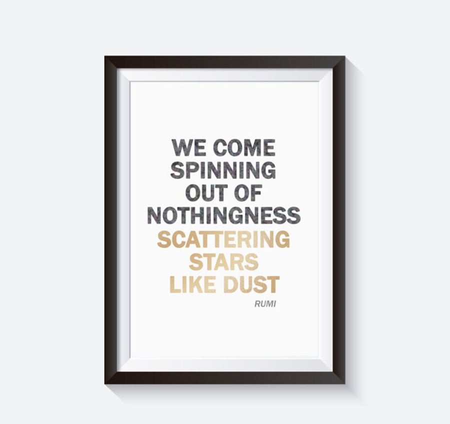 Rumi quote, Inspiration Rumi quote, stars typography