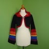 SALE Crop Top with Long Hood and Bell Bottom Sleeves. Rainbow and Black. 