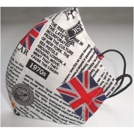 Punk Music Newspaper Union Jack Face Mask