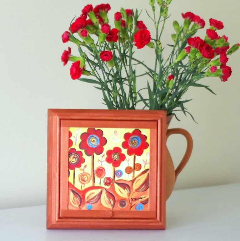 Brown Floral Vanity Make-up Box, Flowers Storage Box, Copper Jewellery Box