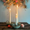 Stoneware tapered candle holder