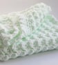Crochet Baby Blanket, handmade new baby gift in mint green and white - Image 6