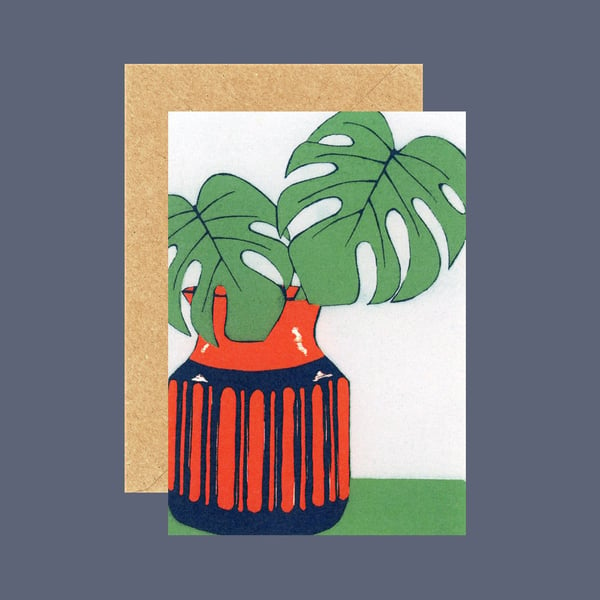 Plant Card, Cheese Plant Card, Monstera Card, New Home Card, Art Card 