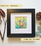 Little kingfisher original art miniature, tiny bird painting