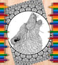 Digital Colouring Page - Wolf - Image 1