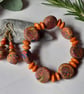Handmade orange mix polymer clay disc bead bracelet - Image 6