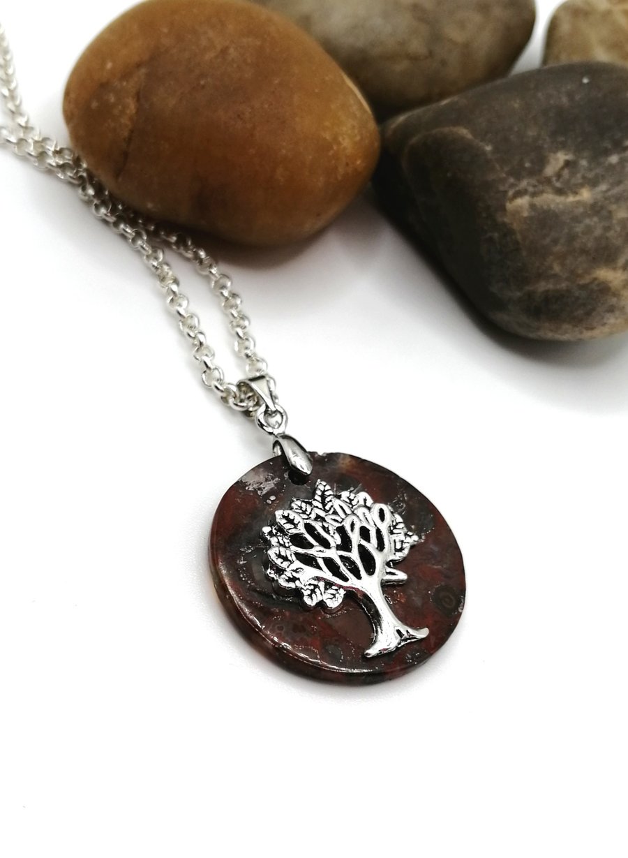 Mexican Agate Tree Necklace