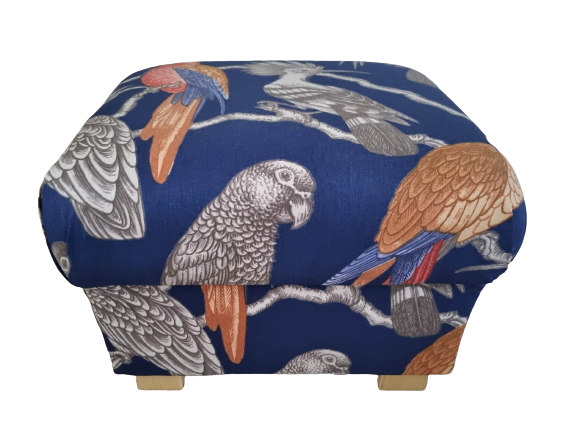 Storage Footstool iLiv Aviary Garden Marine Blue Fabric Pouffe Navy Orange 