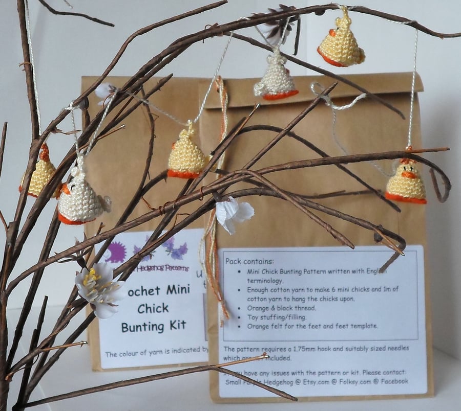 Kit to make mini bunting, hanging chicks or earrings.