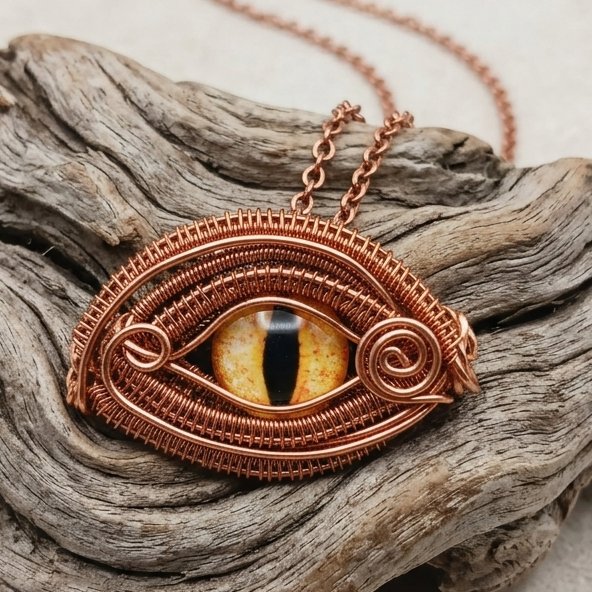 Wire Work Copper Dragon Eye Necklace