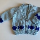 Fishes Cardigan, Baby Cardigan to fit 6 - 12 months, Handmade in the UK