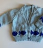 Fishes Cardigan, Baby Cardigan to fit 6 - 12 months, Handmade in the UK