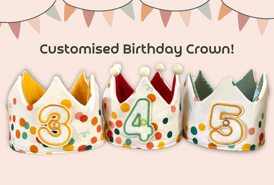 Customised Kid's Fabric Birthday Crown