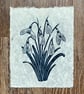 PERFECTLY IMPERFECT Snowdrops Original Lino Print in Navy Blue