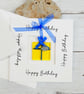 Happy Birthday Card with Fused Glass Birthday Present Keepsake