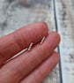 Sterling Silver Small Tiny Bar Beaded Stud Earrings - JBJ3021 - Image 2