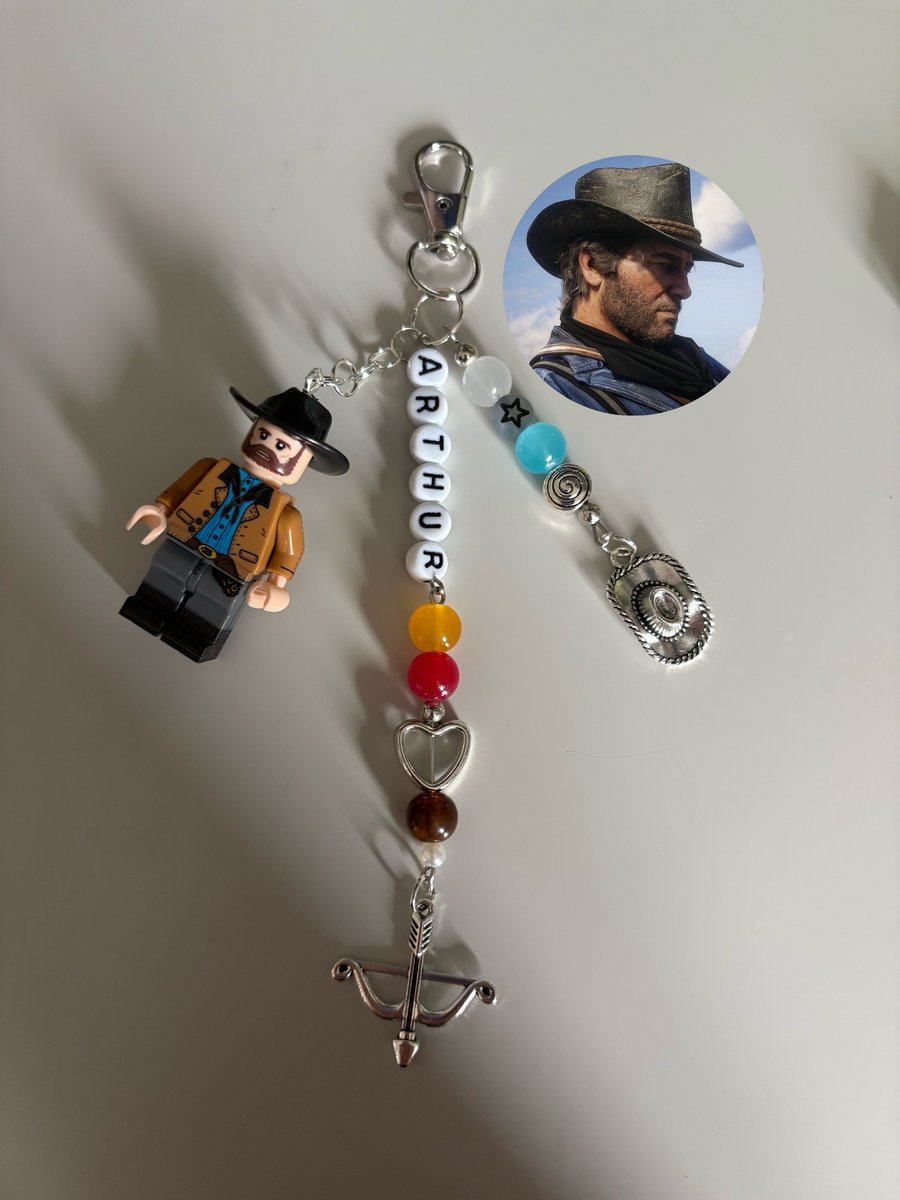 Arthur Morgan inspired handmade Lego minifigure keychain