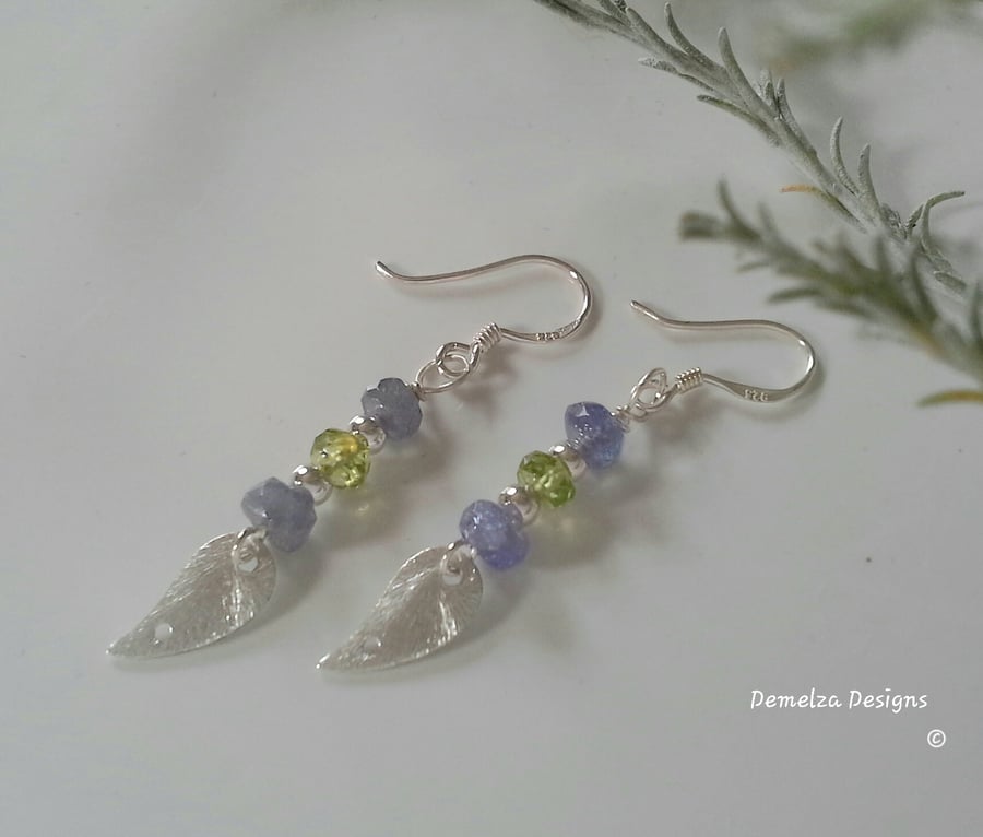 Tanzanite & Peridot Sterling Silver Earrings