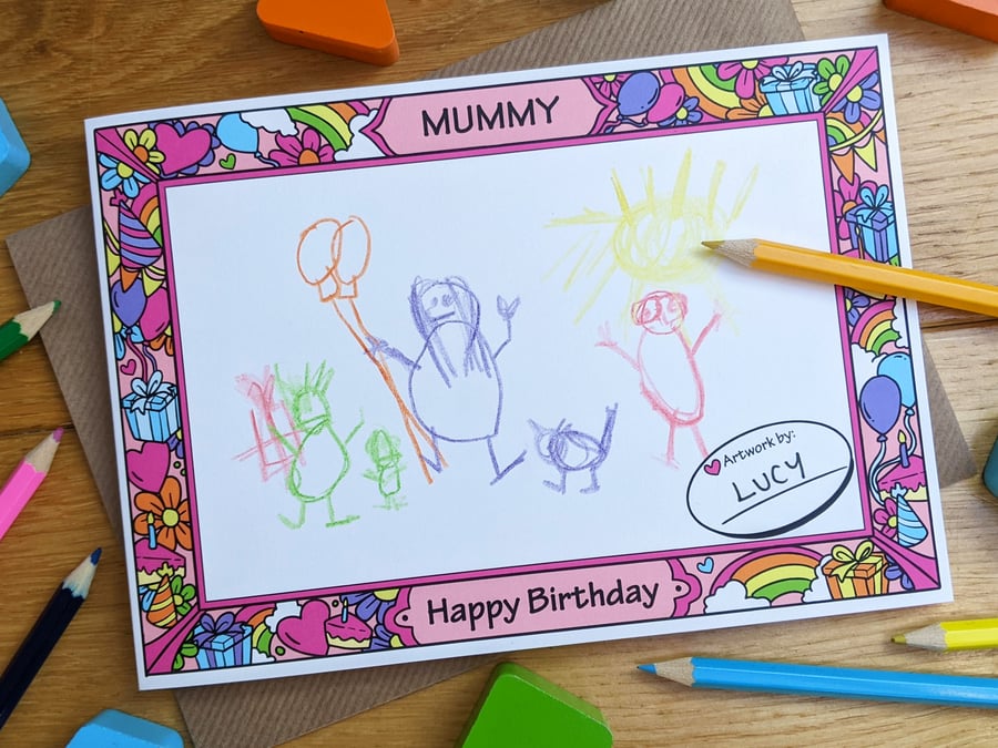 MUMMY Add Your Own Artwork Birthday Card - Child or Toddler DIY Drawing AWC