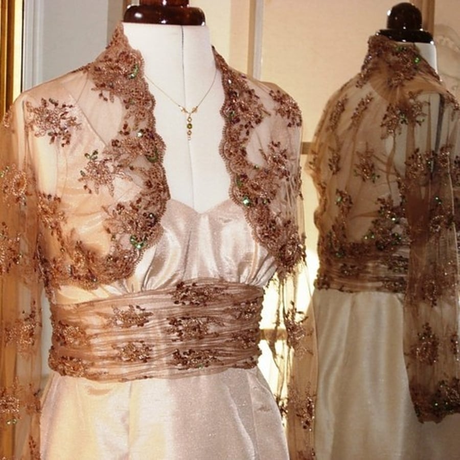 Shrug - Embroidered & Beaded Tulle - Custom Made