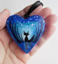 Fox Hanging Heart, Fox in Moonlight wooden heart