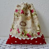 Floral Cotton Drawstring Bag 