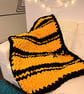 Hand Knitted Chunky Chenille Throw Blanket, Bumblebee Stripe
