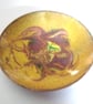 enamelled bowl - scrolled brown on yellow - Image 1