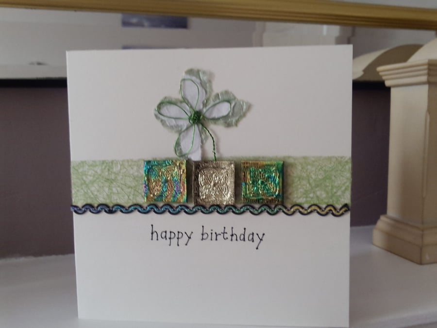 Green Celtic birthday card 