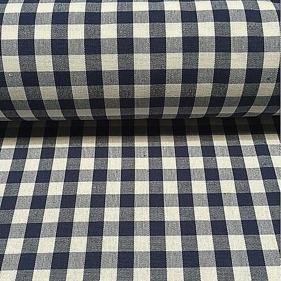 2 Navy Blue Gingham  Curtains. 145 x 90cm  Cotton