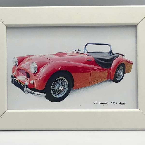 Triumph TR2 1955 - 4x6" Photograph in a Black or White frame