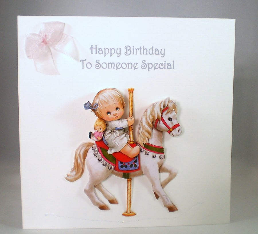 Decoupage,3D Birthday Card, young girl, handmade, personalise
