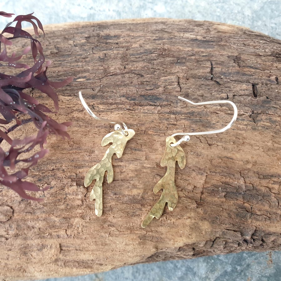 Brass seaweed earrings