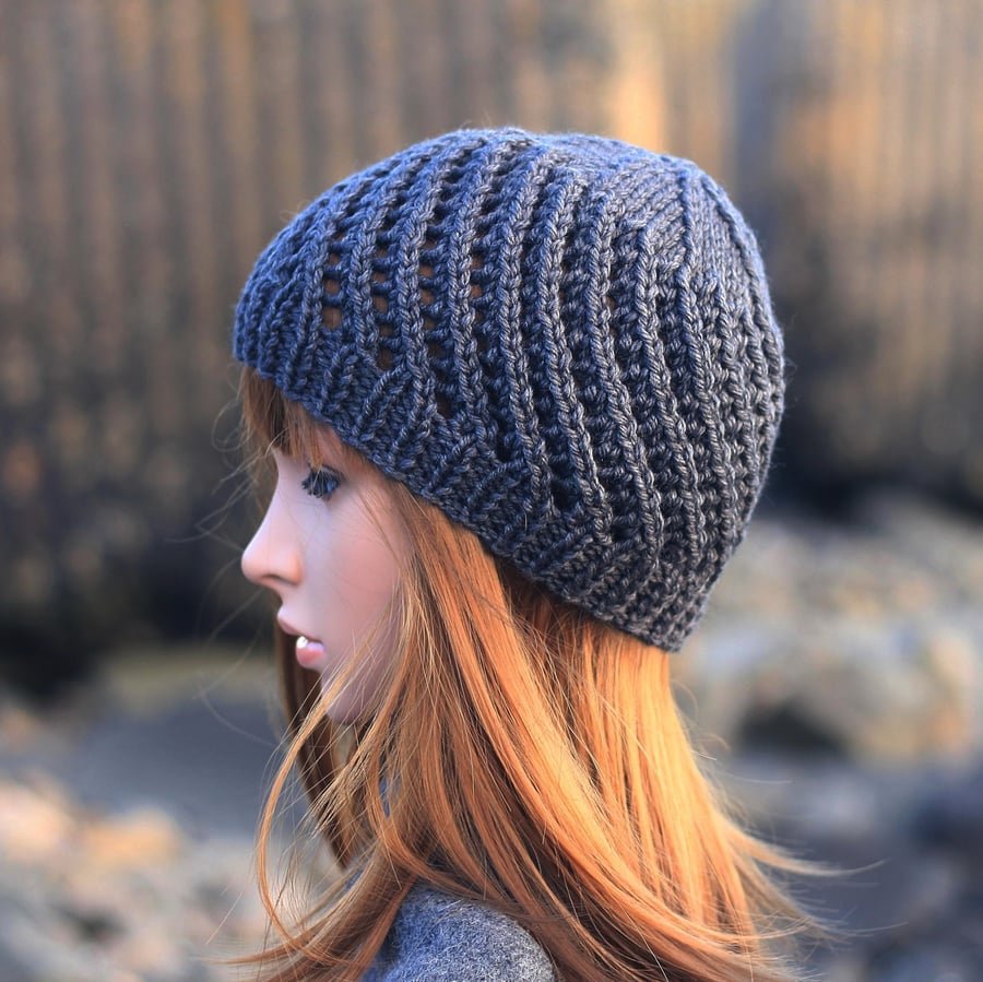 Beanie hat knitted anthracite dark grey women's gift guide