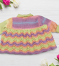 Baby Girl Cardigan 0-3 Months, Rainbow Hand Knitted Matinee Coat - Image 7