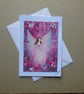 hand painted original art angel fairy  greetings card ( ref FA 201 J1 )