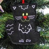 Christmas decoration, black cat decoration, hanging decoration.