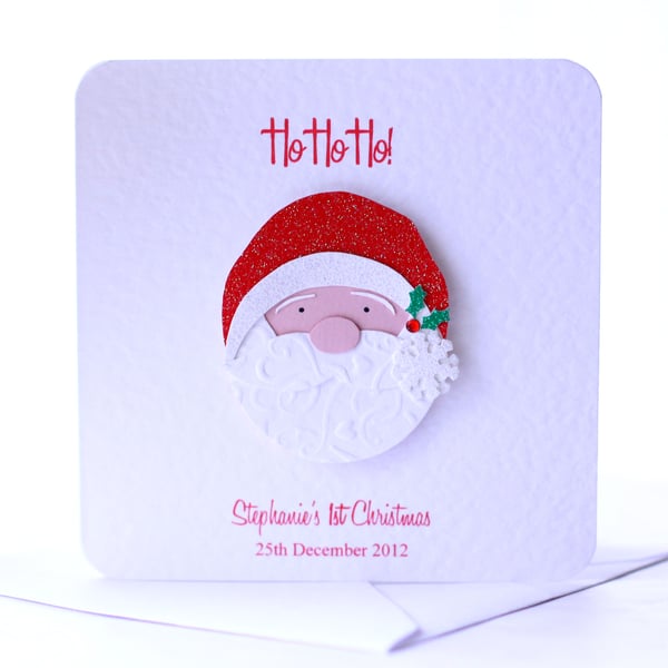 Sale Father Christmas - Luxury Personalised Baby's 1st Christmas Greetings Card