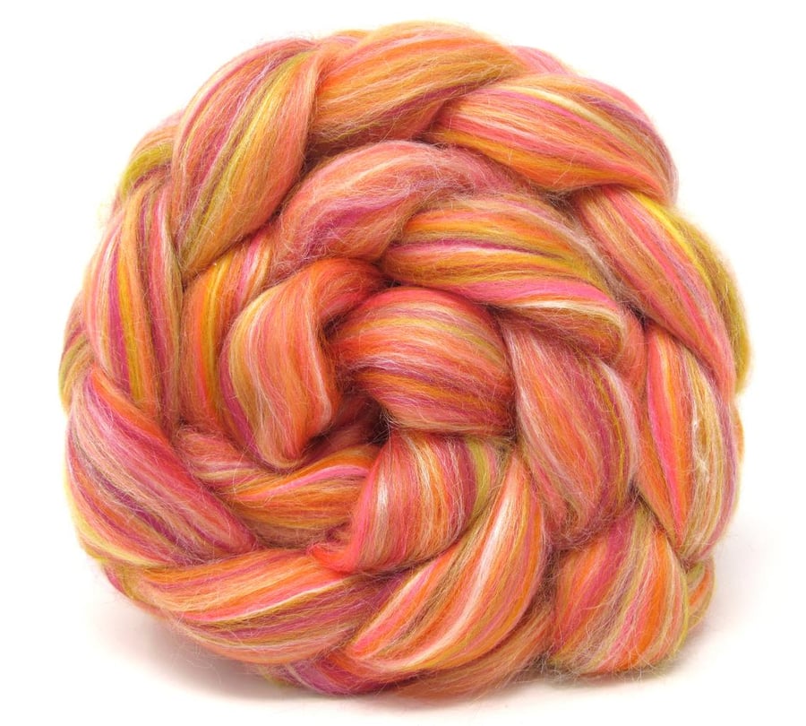 Just Peachy Merino and Silk Combed Top 100g for Spinning and Felting