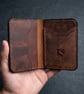 Mahogany Chestnut Full Grain Leather Mini Wallet Compact Bifold Handmade UK - Image 2