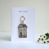 New Home Card with a house keyring attached, new home gift, moving house card.