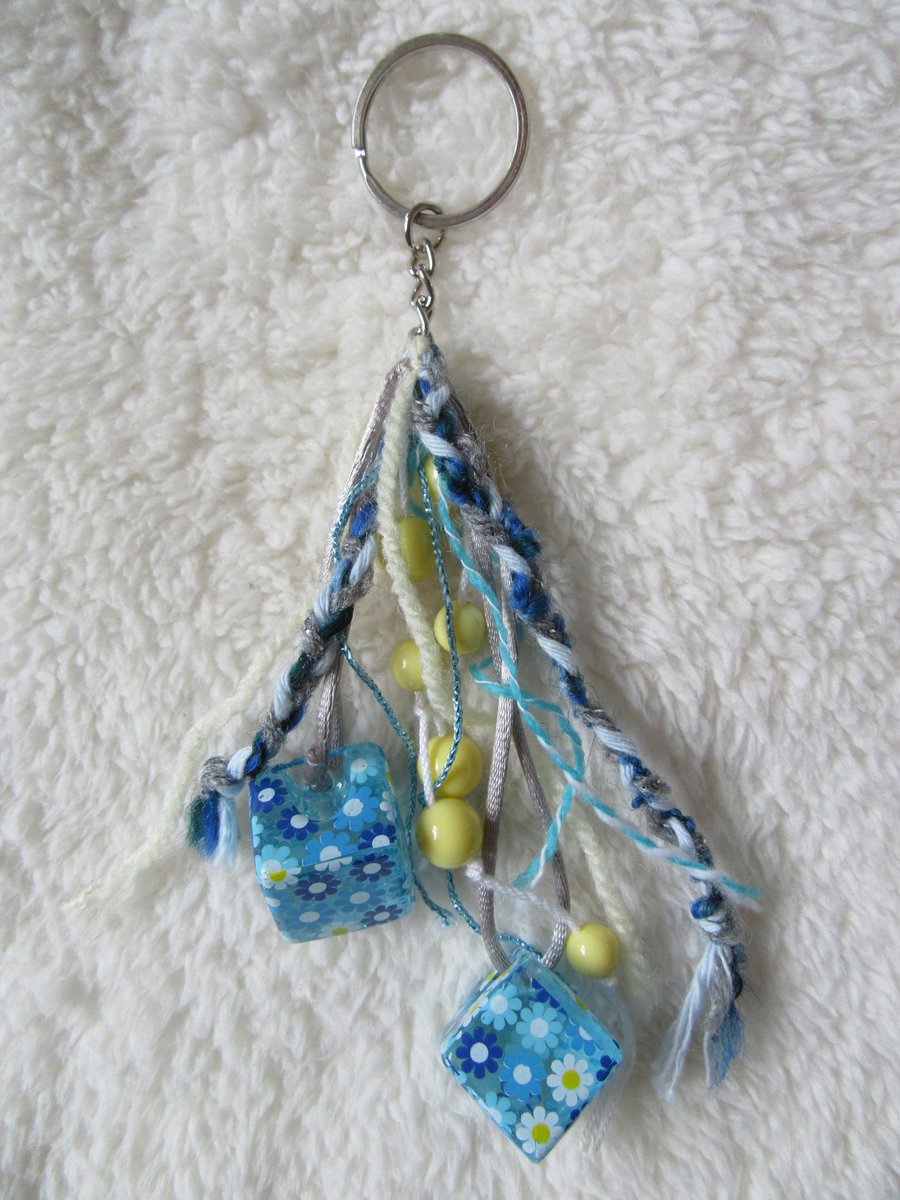 Blue daisy bag charm, stocking filler, gift for niece 